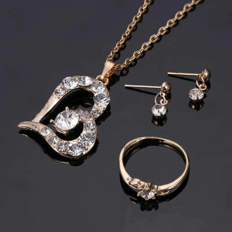 Heart Pendant Jewelry Set Rhinestone Jewellery