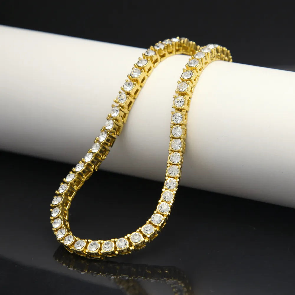 Tin Alloy Gold Color Iced Bracelet